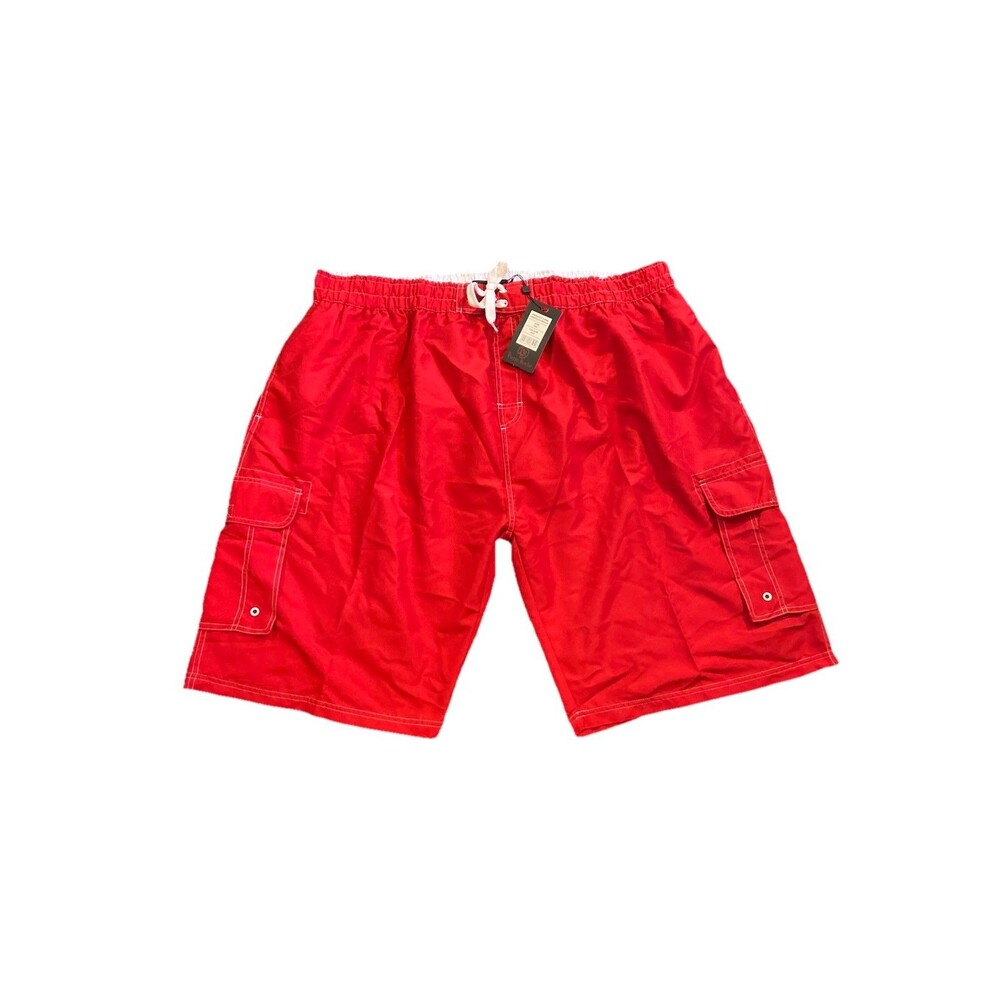 Pierre Roche Swim Trunk Men’s Big Tall 6XL Red Water Board Shorts NEW